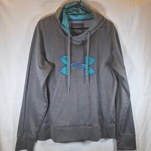 Under Armour Womens XL Heather Gray Hoodie Pullover ColdGear Fleece Sweatshirt